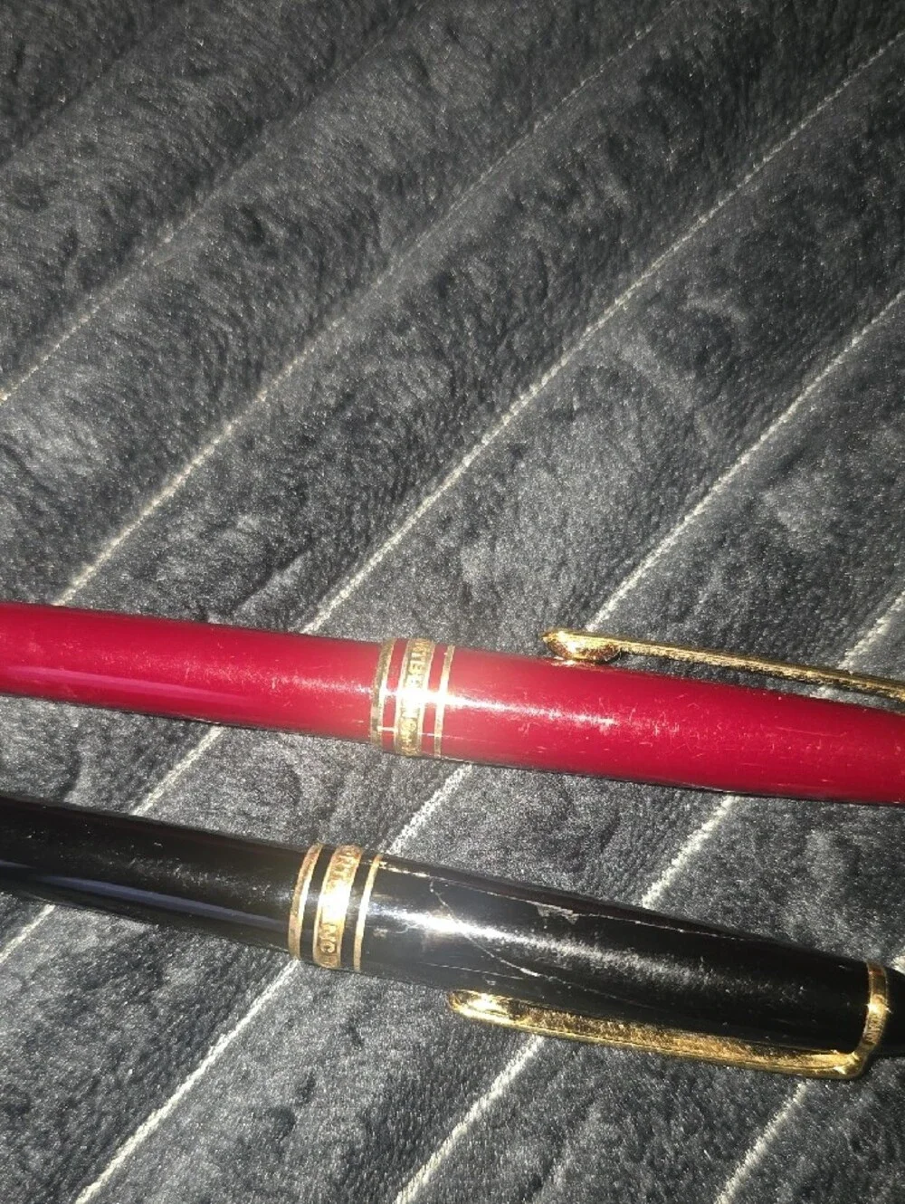 Montblanc Red and Black Ballpoint & Rollerball Pen Set with Gold Accents